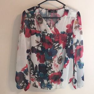 a.n.a flowered sheer blouse
